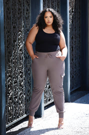 Plus Size Grey Cargo Joggers