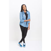 Denim and Blues Top | Long Sleeve Collard Shirt Button Down Denim Blouse