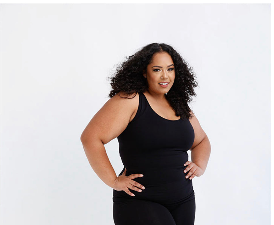 Plus Size Slimming Scoop Neck Black Tank